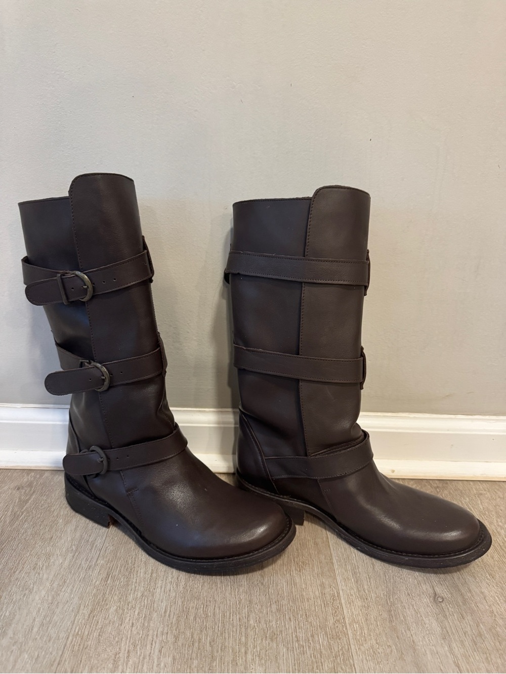 Bakers Dark Brown Strapped Boots